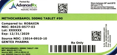 Methocarbamol 500mg #90 (Methocarbamol 500mg 80425 0577 03)